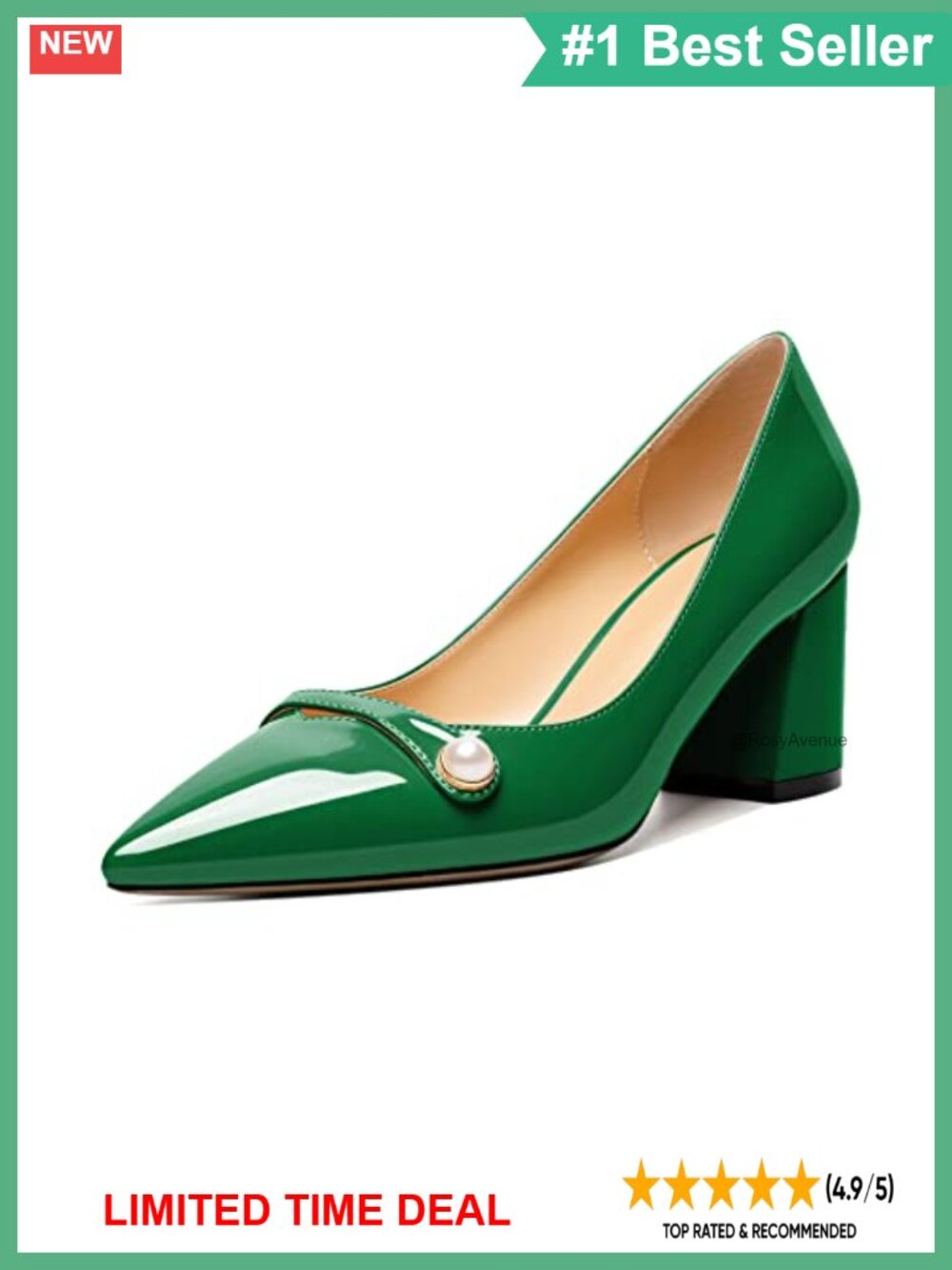 Women's Chunky Block Heel Pointed Toe Slip On Pumps 2.5 Inch Dress Shoes